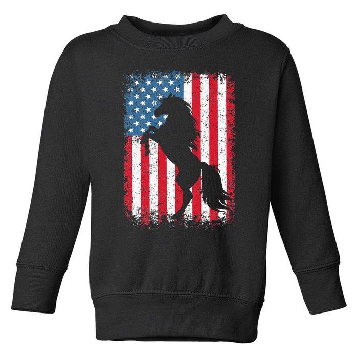 Horse American Flag USA 4th Of July Men Women Toddler Sweatshirt