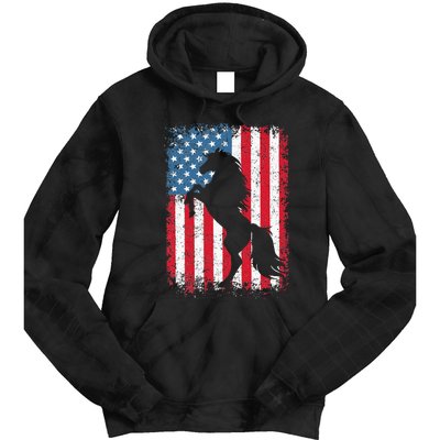 Horse American Flag USA 4th Of July Men Women Tie Dye Hoodie