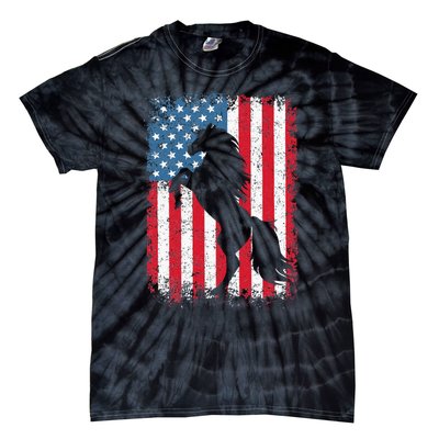 Horse American Flag USA 4th Of July Men Women Tie-Dye T-Shirt