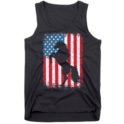 Horse American Flag USA 4th Of July Men Women Tank Top