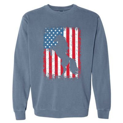 Horse American Flag USA 4th Of July Men Women Garment-Dyed Sweatshirt