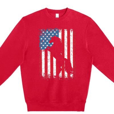 Horse American Flag USA 4th Of July Men Women Premium Crewneck Sweatshirt