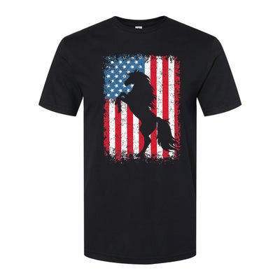 Horse American Flag USA 4th Of July Men Women Softstyle CVC T-Shirt