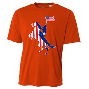 Horse American Flag Usa 4th Of July Funny Horse Lovers Gift Cooling Performance Crew T-Shirt