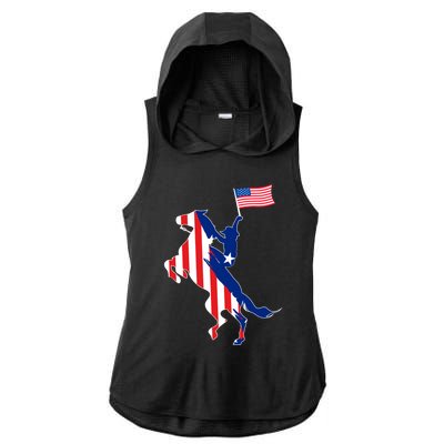 Horse American Flag Usa 4th Of July Funny Horse Lovers Gift Ladies PosiCharge Tri-Blend Wicking Draft Hoodie Tank