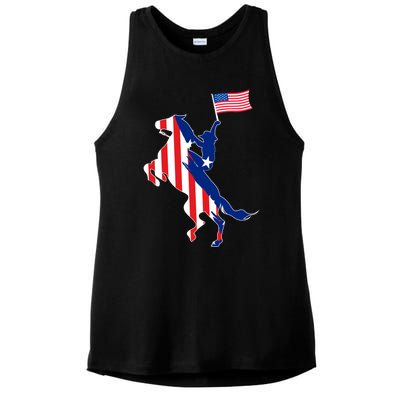 Horse American Flag Usa 4th Of July Funny Horse Lovers Gift Ladies PosiCharge Tri-Blend Wicking Tank