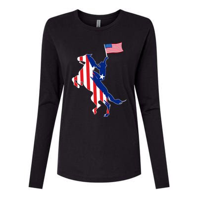 Horse American Flag Usa 4th Of July Funny Horse Lovers Gift Womens Cotton Relaxed Long Sleeve T-Shirt