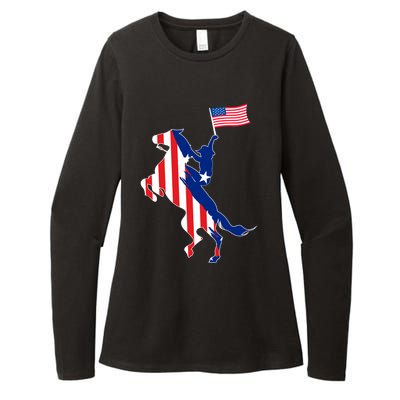 Horse American Flag Usa 4th Of July Funny Horse Lovers Gift Womens CVC Long Sleeve Shirt