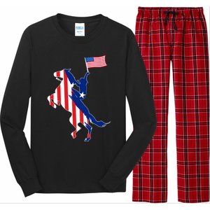 Horse American Flag Usa 4th Of July Funny Horse Lovers Gift Long Sleeve Pajama Set