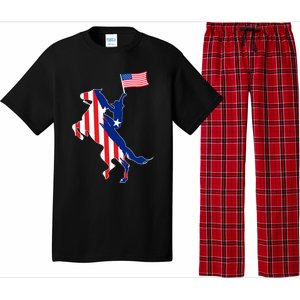 Horse American Flag Usa 4th Of July Funny Horse Lovers Gift Pajama Set