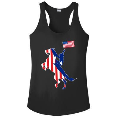 Horse American Flag Usa 4th Of July Funny Horse Lovers Gift Ladies PosiCharge Competitor Racerback Tank