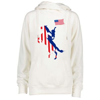 Horse American Flag Usa 4th Of July Funny Horse Lovers Gift Womens Funnel Neck Pullover Hood