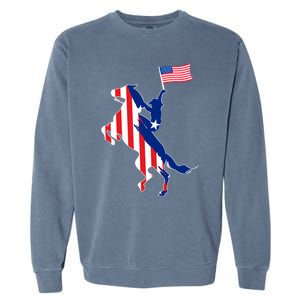 Horse American Flag Usa 4th Of July Funny Horse Lovers Gift Garment-Dyed Sweatshirt