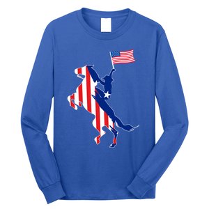 Horse American Flag Usa 4th Of July Funny Horse Lovers Gift Long Sleeve Shirt