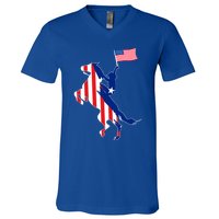 Horse American Flag Usa 4th Of July Funny Horse Lovers Gift V-Neck T-Shirt