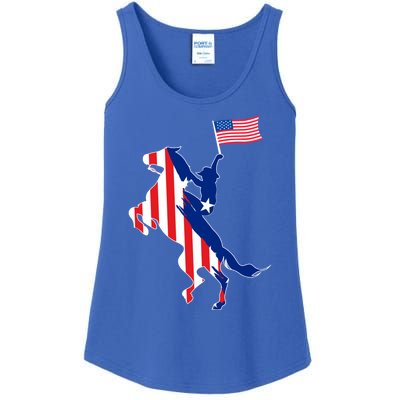 Horse American Flag Usa 4th Of July Funny Horse Lovers Gift Ladies Essential Tank