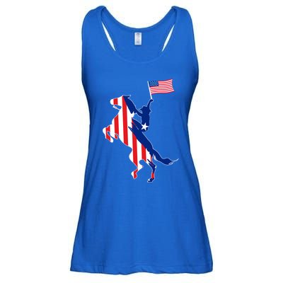 Horse American Flag Usa 4th Of July Funny Horse Lovers Gift Ladies Essential Flowy Tank