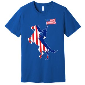 Horse American Flag Usa 4th Of July Funny Horse Lovers Gift Premium T-Shirt