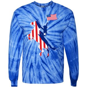 Horse American Flag Usa 4th Of July Funny Horse Lovers Gift Tie-Dye Long Sleeve Shirt