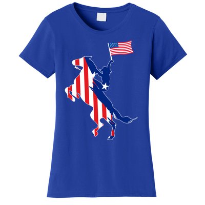 Horse American Flag Usa 4th Of July Funny Horse Lovers Gift Women's T-Shirt