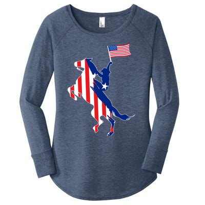 Horse American Flag Usa 4th Of July Funny Horse Lovers Gift Women's Perfect Tri Tunic Long Sleeve Shirt