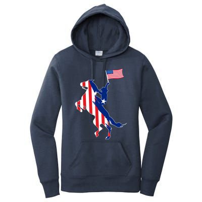 Horse American Flag Usa 4th Of July Funny Horse Lovers Gift Women's Pullover Hoodie