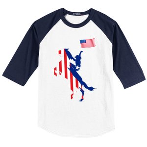 Horse American Flag Usa 4th Of July Funny Horse Lovers Gift Baseball Sleeve Shirt