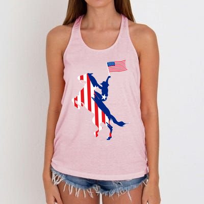 Horse American Flag Usa 4th Of July Funny Horse Lovers Gift Women's Knotted Racerback Tank