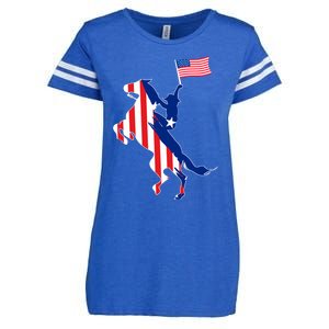 Horse American Flag Usa 4th Of July Funny Horse Lovers Gift Enza Ladies Jersey Football T-Shirt