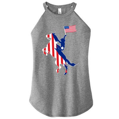 Horse American Flag Usa 4th Of July Funny Horse Lovers Gift Women's Perfect Tri Rocker Tank