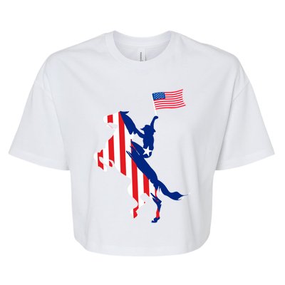 Horse American Flag Usa 4th Of July Funny Horse Lovers Gift Bella+Canvas Jersey Crop Tee