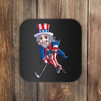 Hockey American Flag 4th Of July Uncle Sam Coaster