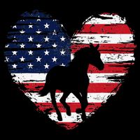 Horse American Flag Heart 4th of July USA Patriotic Pride Drawstring Bag