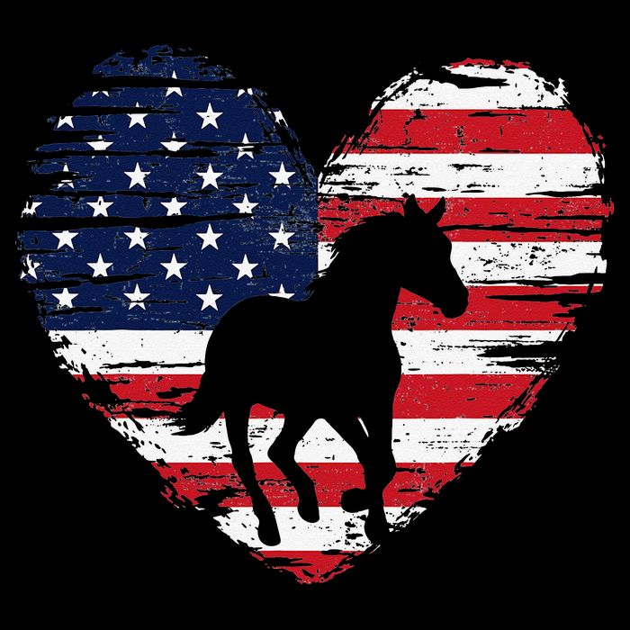 Horse American Flag Heart 4th of July USA Patriotic Pride Drawstring Bag
