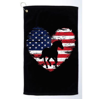Horse American Flag Heart 4th of July USA Patriotic Pride Golf Towel