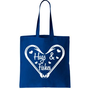 Hugs And Fishes I Love You Dad Grandpa Fishing Hook Heart Gift Tote Bag