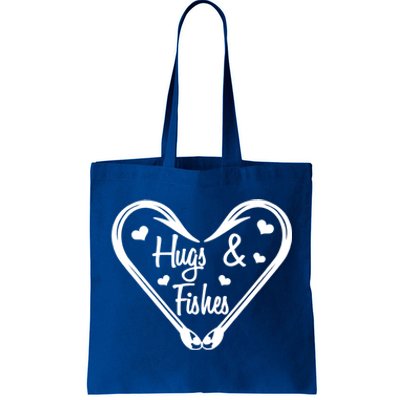 Hugs And Fishes I Love You Dad Grandpa Fishing Hook Heart Gift Tote Bag