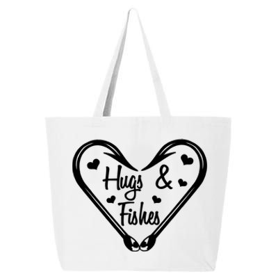 Hugs And Fishes I Love You Dad Grandpa Fishing Hook Heart Gift 25L Jumbo Tote