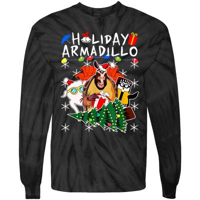 Holiday Armadillo Funny Matching Team Matching Group Tie-Dye Long Sleeve Shirt