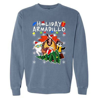 Holiday Armadillo Funny Matching Team Matching Group Garment-Dyed Sweatshirt