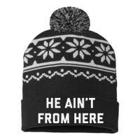 He AinT From Here Proud Represent Kentucky Gift USA-Made Snowflake Beanie