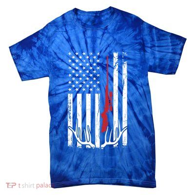 Hunter American Flag Gift Usa Hunting Deer Gift Tie-Dye T-Shirt
