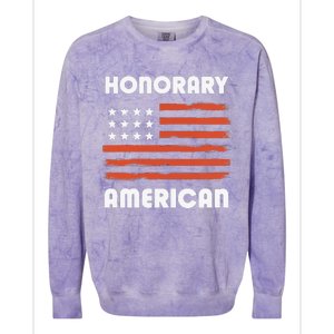 Honorary American Flag Patriotic Exchange Student Honorary Colorblast Crewneck Sweatshirt