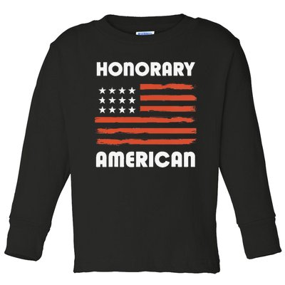 Honorary American Flag Patriotic Exchange Student Honorary Toddler Long Sleeve Shirt