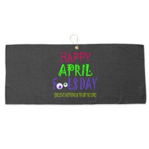 Happy April Fool's Day Quote Funny Gift April 1st Cute Gift Large Microfiber Waffle Golf Towel