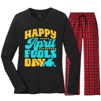 Happy April Fools Day Sarcastic Joke Sayings Humor Women's Long Sleeve Flannel Pajama Set 