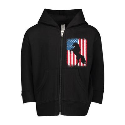 Horse American Flag USA 4th of July Boy Girl Toddler Zip Fleece Hoodie