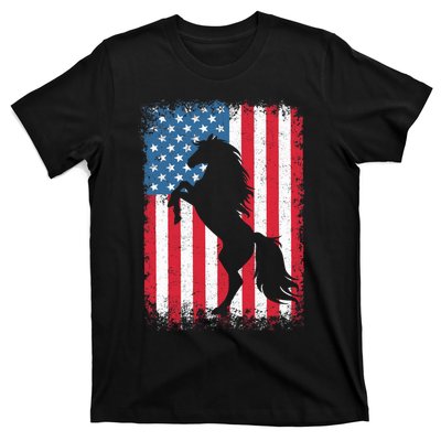 Horse American Flag USA 4th of July Boy Girl T-Shirt