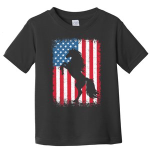 Horse American Flag USA 4th of July Boy Girl Toddler T-Shirt