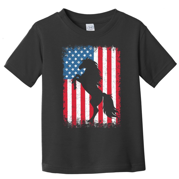 Horse American Flag USA 4th of July Boy Girl Toddler T-Shirt